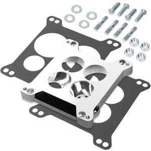 Edelbrock Carburetor Adapter 2696, Aluminum Carburetor Carb Spacer Plate 0.85 inch, Square Bore to Spread Bore Carburetor Adapters Kits for Stock Quadrajet & Thermo-Quad Manifold with Flange Gaskets