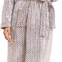 RONGTAI Womens Robes Plush Fleece Hooded Bathrobe Thick Nightgown with Pockets Fluffy Sleepwear (Medium, Wheat)