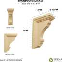 Ekena Millwork BKTW02X04X06TMRW Small Thompson Wood Wood Brackets, 2 1/2"W x 4"D x 6"H , Rubberwood