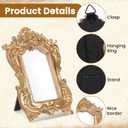 10 Pcs Gold Mini Picture Frames with Stands, Tiny Vintage Picture Frames Oval/Rectangle Mini Baroque Resin Frame for Tabletop Display, Wall Decor, Vintage Home, Wedding