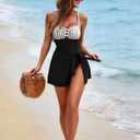 Zilcremo One Piece Swim Dress Tummy Control Swimsuit for Women (Black, M)
