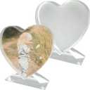 2 Pack Sublimation Crystal Blanks Sublimation Heart Plaque Glass Blanks for Sublimation Award Trophy Photo Picture Frame Tabletop Ornaments DIY Gifts (Heart)