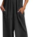 Cicy Bell Women's Casual Loose Overalls Jumpsuits One Piece Sleeveless Tank Tops Wide Leg Long Pant Rompers With Pockets (Black, XXL)