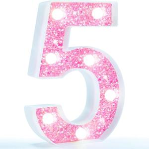 Marquee Number Lights, Pink Light Up Numbers for Girls 5th Birthday, Battery Powered Glitter Number Night Light Gift for Wedding Christmas Bedroom Dorm Party Decoration, Cool White Number 5
Visit the Pooqla Store