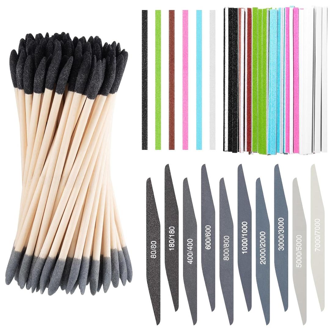 70 Pcs Sanding Sticks Set for Plastic Models Includes 30 Double-end Matchsticks, 10 Polishing Sticks & 30 Sanding Twigs DIY Model Building, 3D Printing, Jewelry Tools(Double Angle)