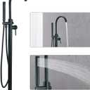 Free Standing Tub Faucet, Floor Mount Freestanding Tub Faucets, Brass Stand Alone Tub Filler, High Flow Bathtub Shower Mixer Tap, Matte Black