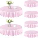 Homiest 6 Pack 60 Inch / 5ft Round Tablecloth Satin Table Cover, Blush Pink Table Cloth Overlay for Wedding Reception Graduation Banquet