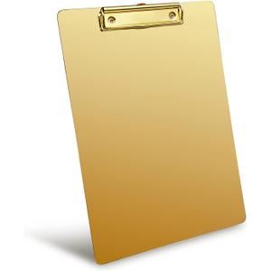 Clipboards Authentic Stainless Steel Clipboard Heavy-Duty Metal Clipboard A4 Letter Size Paper Applicable for Office, School, Hospital, Diners, Hotel, Restaurant, Coaching, Gold (12.2"L x 8.86"W)