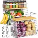 Ofiray-home Magnetic Fridge Shelf with Wood Lid, Fruit Potato Onion Storage Bins, Pantry Organizers, Large Container Spice Rack for Refrigerator, Kitchen Counter, Cabinet (2, White)