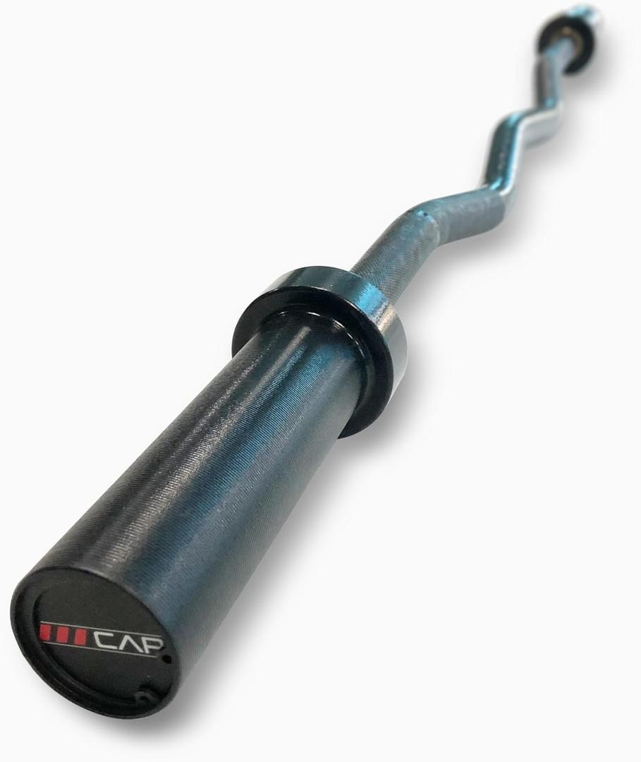 CAP Barbell 47-Inch Olympic EZ Curl Bar for 2-Inch Weight Plates | Multiple Options (Black)
