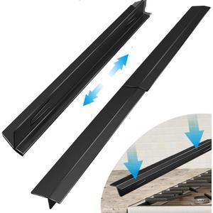 Stove Gap Covers - Stainless Steel,Stove Gap Filler,Stove Gap Guards,Oven Gap Filler, Heat Resistant and Easy to Clean Easy retractable Length 13.8" to 27.5" Stove Guard Between Stove And Counter (Black)
