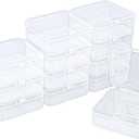 Goodma Square Empty Mini Clear Plastic Organizer Storage Box Containers with Hinged Lids for Small Items and Other Craft Projects