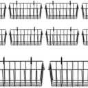 10 PCS Grid Wall Baskets and Bins, No Drilling Small Hook Basket Set for Wall Grid Panel, Wire Storage Basket for Kitchen Bathroom Home Decor Supplies, Black