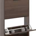 WAHEY Shoe Cabinet, Wall Mounted Shoe Organizer with 2 Flip Drawers, FSSR006 (6.3"x15.7"x29.5", Walnut)