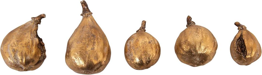 Creative Co-Op Resin Figs with Gold Finish (Set of 5 Pieces)