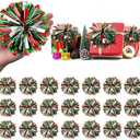 Daifunli 24 Pcs Christmas Tinsel Bows for Gift Wrapping 4 Inch Self Adhesive Christmas Gift Bows Toppers for Xmas Birthday Party Presents Decorations Holiday Gift Accessory (Red, Green, Silver)