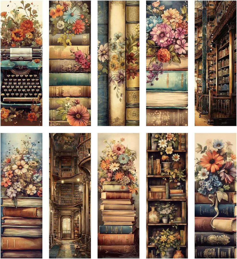 100 Pcs Vintage Book Bulk Bookmark, Retro Floral Books Aesthetic Bulk Paper Bookmarks for Reading Lovers, Cottagecore Paper Bookmark Gift for Kids Girls Teachers Students
