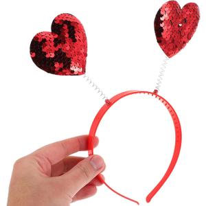 Love Hairband for Women Halloween Party Costume Valentines Day Heart Shaped Headband Red Sequin Hair Loop Party Accessory