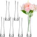 6 Pcs Glass Bud Vases for Centerpieces Maria Modern Clear Small Skinny Decorative Single Flower Bud Vase for Wedding Party Event Home Office Decoration(7.87 Inch,Transparent Color)