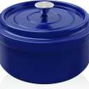 MEIGUI 5QT Cast Iron Dutch Oven, Enameled Non-Stick Oven, Round Dutch Pot with Lid, Pre-Seasoned Large Dutch Oven Liners, for Sourdough Bread Baking, Braising, Soups, Family Sharing, Blue