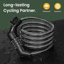 Titanker Bike Lock Cable, 4 Feet Bike Cable Lock Basic Self Coiling Kids Bike Lock Combination with Complimentary Mounting Bracket, 5/16 Inch Diameter (4FT, Black-8mm)