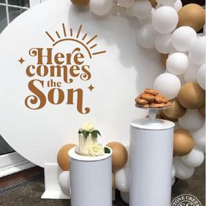 Here Comes The Son Decal - Baby Shower Party Decoration Supplies, Welcome Little Man Decors, Gender Reveal Party, 1st Birthday Party Supplies,Here Comes The Sun Baby Wall Sticker