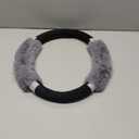 CAR PASS Bling Diamond Rhinestone Fluffy Steering Wheel Cover, Comfortable Non-Slip Luxury Soft Faux Wool Car Accessories, Universal Fit for 14.5" to 15" Wheel Protector Cute for Women Girl, Gray Wool