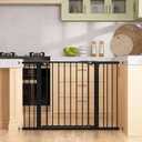 keny 29.7"-46" Baby Gate for Stairs, Auto Close Dog Gates for Doorways, Pressured Mounted No Drilling Pet Gate Extra Wide, One-Hand Opening Dual Lock Stair Gate, Indoor Kids Necessities, Black (29.7-46"Wide,30"Tall)