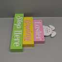 Glitzhome LED Lighted Wooden Easter Block Table Sign Easter Bunny Table Decor with Saying for Spring Easter Party Supplies Props