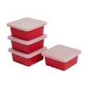 ECR4Kids Square Bin with Lid, Storage Containers, Red, 4-Pack