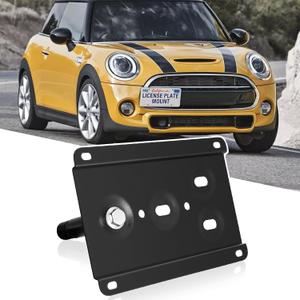 No Drill Front Bumper Tow Hook License Plate Mount Bracket Holder Compatible with Mini Cooper R50 R52 R53 R55 R56 R57 R58 R59 2002-2014 Front License Plate Frames License Plate Mounting Accessories