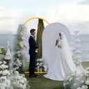 Bazen Wedding Arch Backdrop Stand 7.2FT, 6.6FT Set of 2 Metal Arch Backdrop Stand with White Arch Cover for Birthday Party Wedding Ceremony Bridal Baby Shower Banquet Party Event Decor
