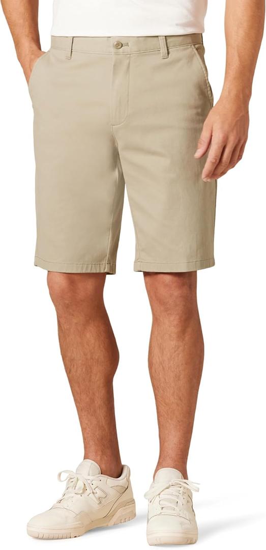 Amazon Essentials Men's Slim-Fit 11" Flat-Front Comfort Stretch Chino Short (29, Tan)
