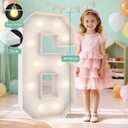 3FT Marquee Light Up Numbers 6,Party Decoration Large Marquee Light Up Letters with Weighted Water Bag,Pre-cut Foam Board Set Can Be Used for Birthdays,Weddings,Baby Anniversaries