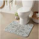 Toilet Rug U-Shaped - Super Absorbent & Non-Slip Bathroom Rug, Soft Plush Toilet Surround Mat, Machine Washable, Fits Standard Toilet Base 16x20 Inch, Boho Style