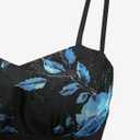 DRESSFO Women's Vintage Sundress Cottagecore Rose Flower Leaf Printed Lace Up Chiffon Tank Cami Dress (Black, XL)