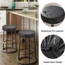 FUANGUI Bar Stool Covers Round Set of 2, Waterproof PU Seat Covers With Elastic Bands, Chair Covers Washable Cushion Slipcover for 12-15 Inch - Black