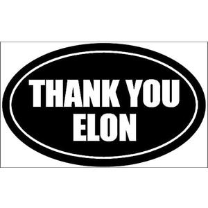 6 x Oval Thank You Elon Sticker (Support Ukraine Starlink Vinyl Decal for Cars Trucks and SUVs (3 x 5 Inches)