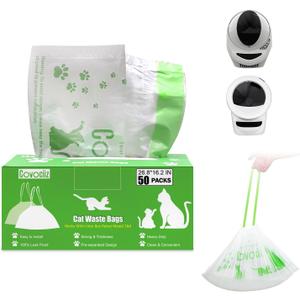 50 Pack Cat Litter Bags, Compatible with Litter Robot 3 and 4 Waste Bags, Thick Pre-Separated Heavy Duty Litter Box Liner Bags, 26.8" x 16.2"