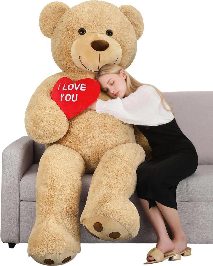 Tezituor Giant Teddy Bear 6ft Stuffed Animals - I Love YouRed Heart Jumbo Human Size Teddy Bear for Girlfriend,Boyfriend,Wife,Lover-Birthday, Anniversary, Valentines, or Long Distance