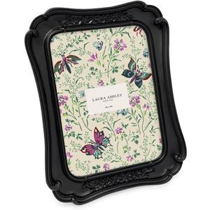 Laura Ashley (5x7 Vintage-Inspired Simple Ornate Picture Frame, Horizontal & Vertical for Tabletop and Wall Display, Home Dcor, Floral, Resin Frame (5x7, Black)