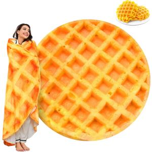Waffles Blanket, Tortilla Blanket for Adults and Kids, Funny Food Throw Blanket, Novelty Gifts for Everyone, Soft Throw Blanket for Bed Couch or Travel - 71 inch Waffle  