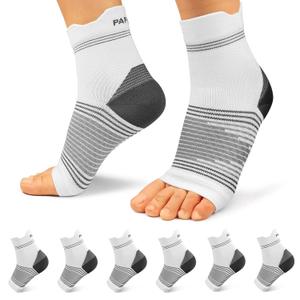6 Pairs Plantar Fasciitis Socks for Men & Women, Ankle Brace Compression Socks with Arch Support for Achilles Tendonitis, Heel Pain, Swelling & Arthritis Relief, White, Medium