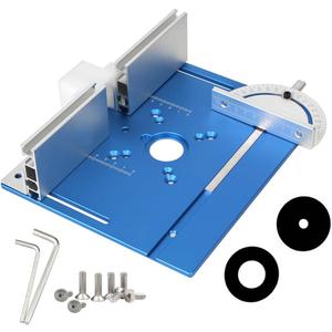 KETIPED Aluminium Router Table Insert Plate,Woodworking Benches Router Flip Plate W/Miter Gauge Guide Fence Sliding Brackets (Blue)
