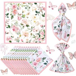 12 Pcs Floral Cloth Napkins 20'' x 20'' Washable Dinner Tea Party Napkins for Kitchen Party Wedding Restaurant Indoor Outdoor Botanical Fresh Spring Summer