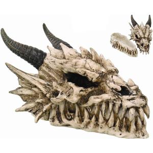 PTC 8.08 Inch Horned Dragon Skull with Fang Teeth Box Statue Figurine