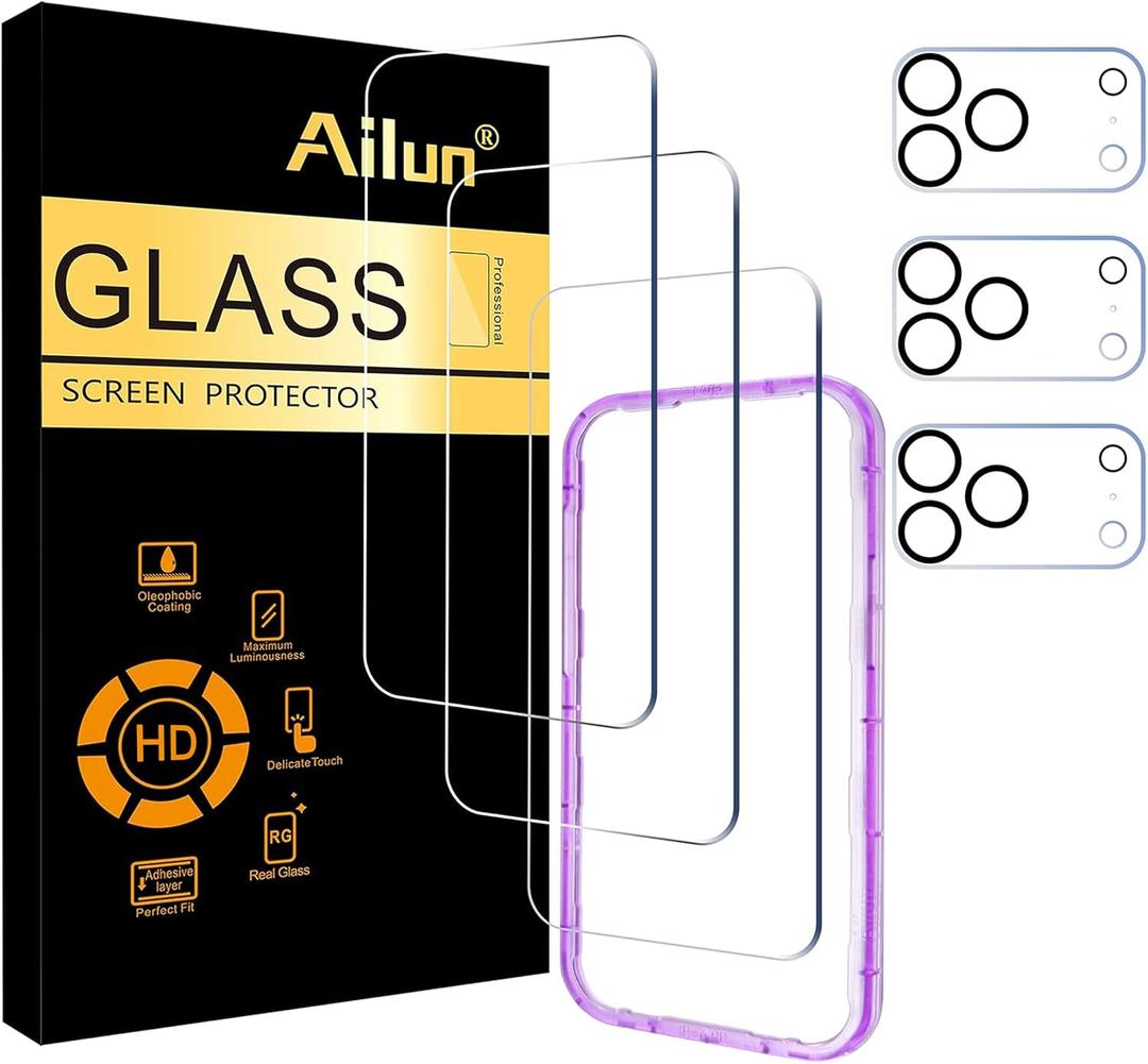Ailun Screen Protector + Camera Lens Protector for iPhone 17 Pro Max
3+3 Pack, 6.9 inch, Sensor Protection, Installation Frame, Case Friendly, Dynamic Island Compatible,Tempered Glass