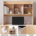 Vercraft Dorm Desk Hutch Wood Desktop Bookshelf 32.4x27.6x8'',Natural