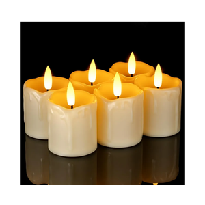 Homemory 2" x 2" Timer Flickering Flameless Candles, Realistic Battery Operated Votive Candles, 6Pack 3D Wick Electric Fake Candles for Christmas, Wedding, Home Decorations (Ivory Base)
