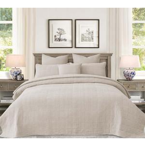 90x92 Queen Size Quilt Set with Pillow Shams Quilted Bedding Cover Ultra Soft Bedspread 3 Pieces Lightweight Soft Blanket for Home Decor, Khaki
